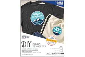 Avery Printable Heat Transfer Paper for Dark Fabrics, 8.5" x 11", Inkjet Printer Compatible, 5 Sheets of Iron On Transfer Paper, Great for Custom Shirts, Uniforms, Gifts, and More (3279)
