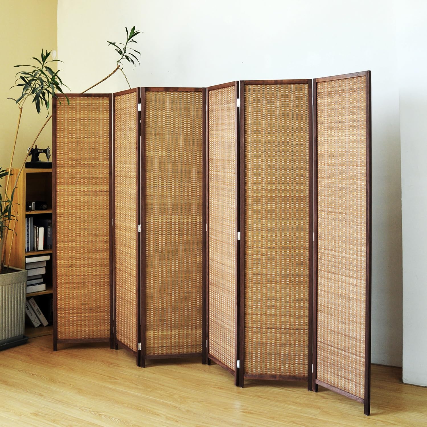 Photo 1 of Pawlabay 6 Panel Room Divider Screen,5.6 FT Tall Bamboo Divider Folding Privacy Screen,Freestanding Room Divider for Room Seperation,Brown