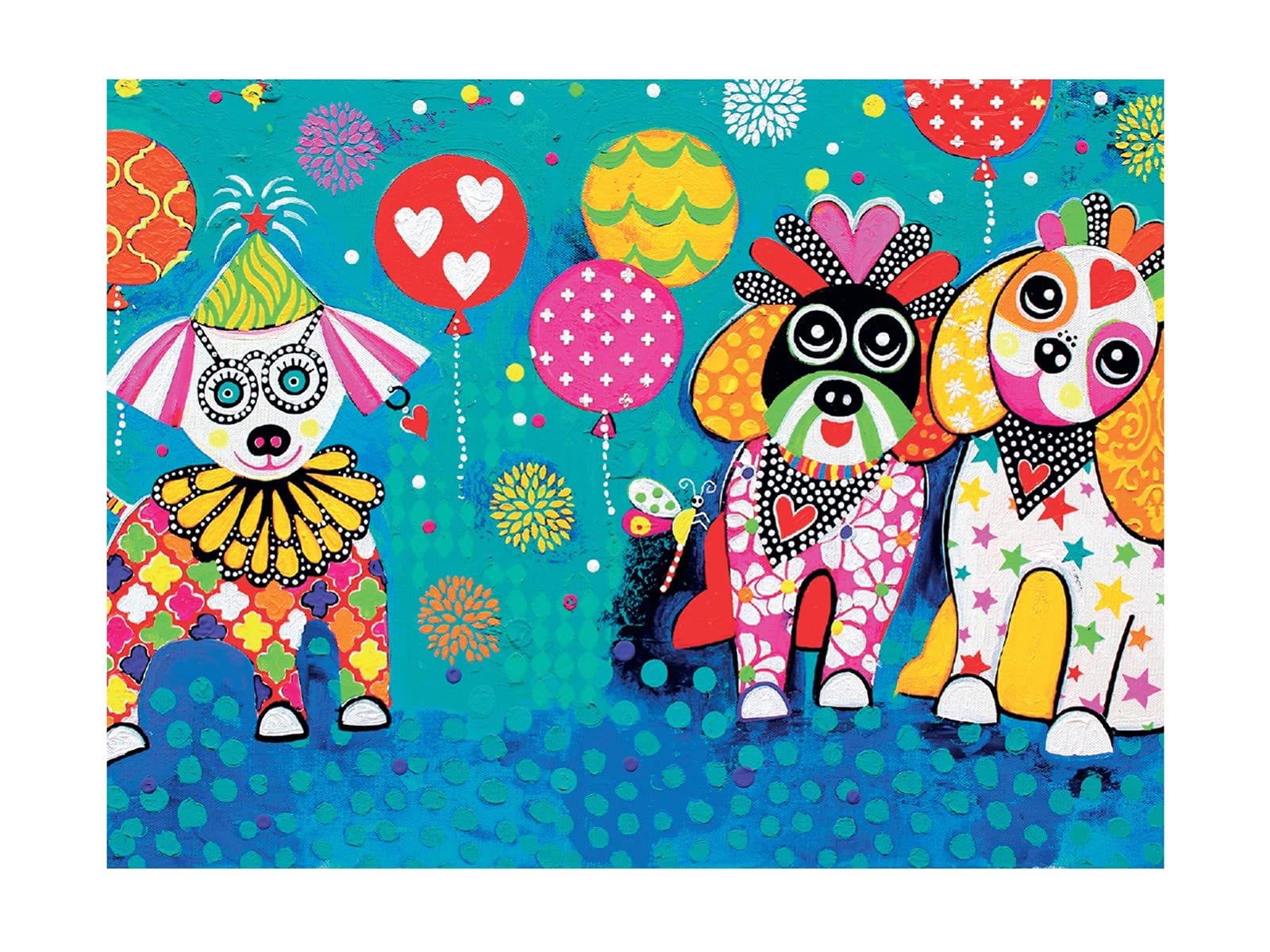 Maxwell & Williams Love Hearts Animal Printed Tea Towel with Oodles of Love Design, 1% Cotton, Turquoise, 5 x 7 cm