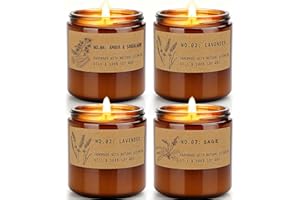 YINUO LIGHT Christmas Candle Gifts for Women – Large 36 oz Scented Candle Gift Set, Natural Soy Wax Amber Jar Candles with Lavender & Sage, 4-Pack Aromatherapy Set