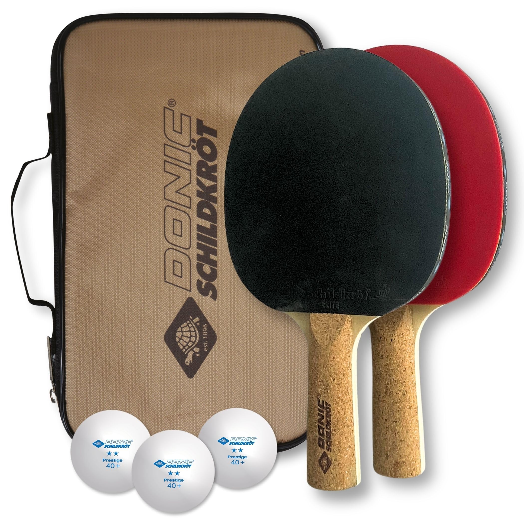 Donic-Schildkröt Persson 500 Table Tennis Set, 2 Bats with Nice Cork Handles, 3 Balls 2-Star Quality, High Quality Cover, 788490