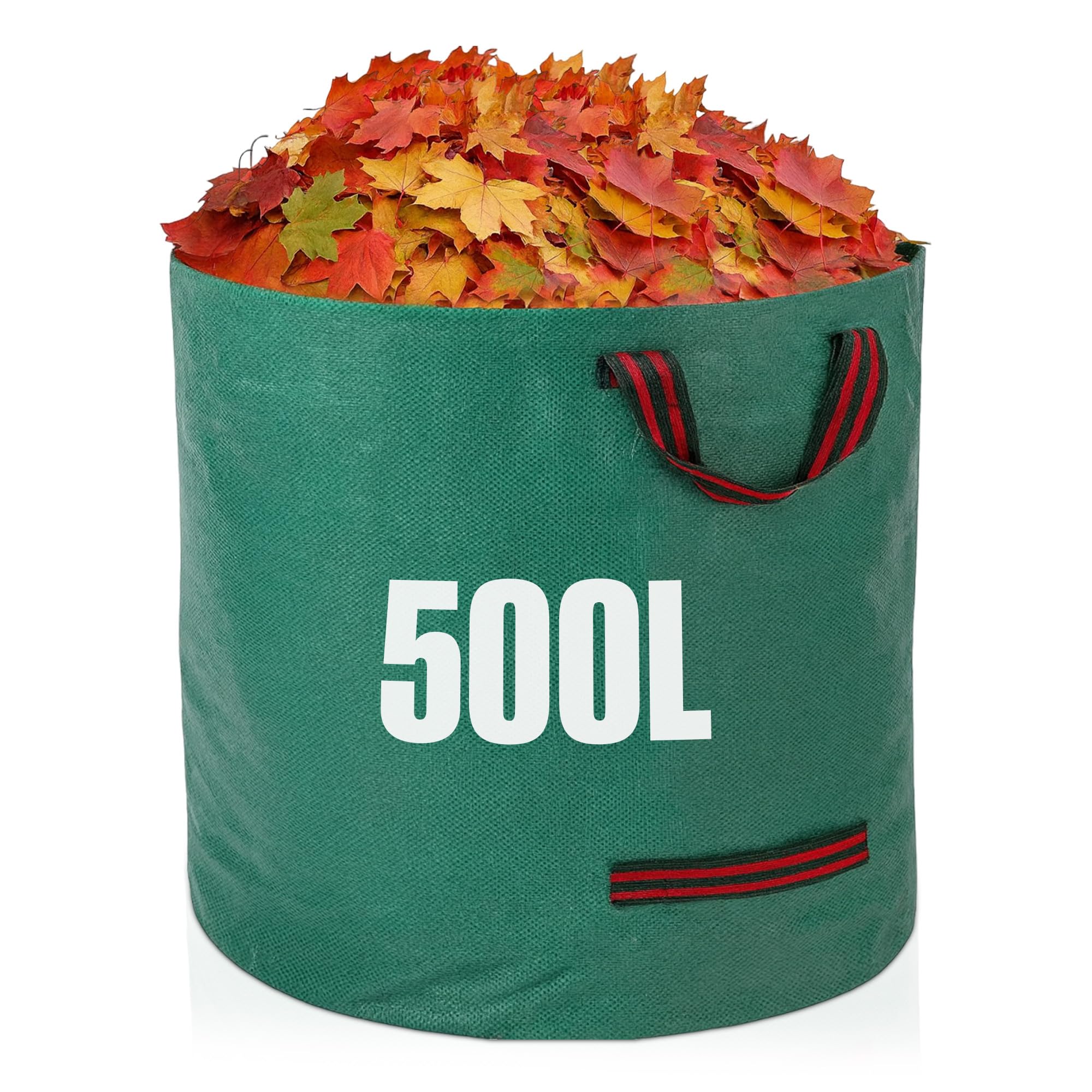 GroundMaster Round Heavy-duty Garden Waste Bags – 500L Woven Polypropylene Garden Sack – Waterproof Reinforced Extra-strong Waste Bags with Handle – Ideal for Leaves, Rubble, and Soil (Pack of 1)