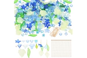 BEEFLYING 420 Pcs Beaded Plant Kit Flower Leaf Beads for Jewelry Making Acrylic Bulk Assorted Beads for Bracelets Necklace Ea