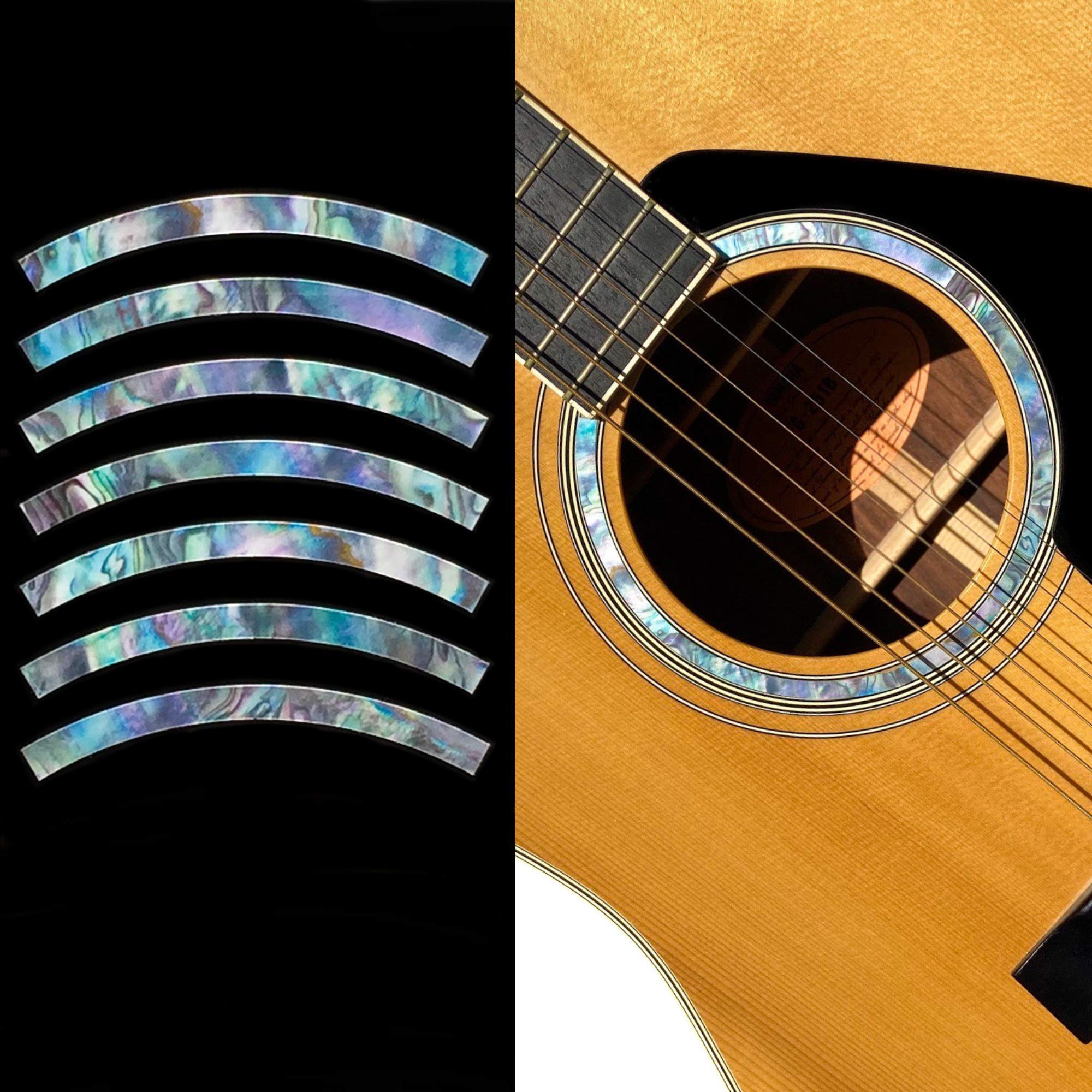 Inlay Stickers for Acoustic Guitars - Soundhole Rosette/Purfling - Stripe - Abalone Mix