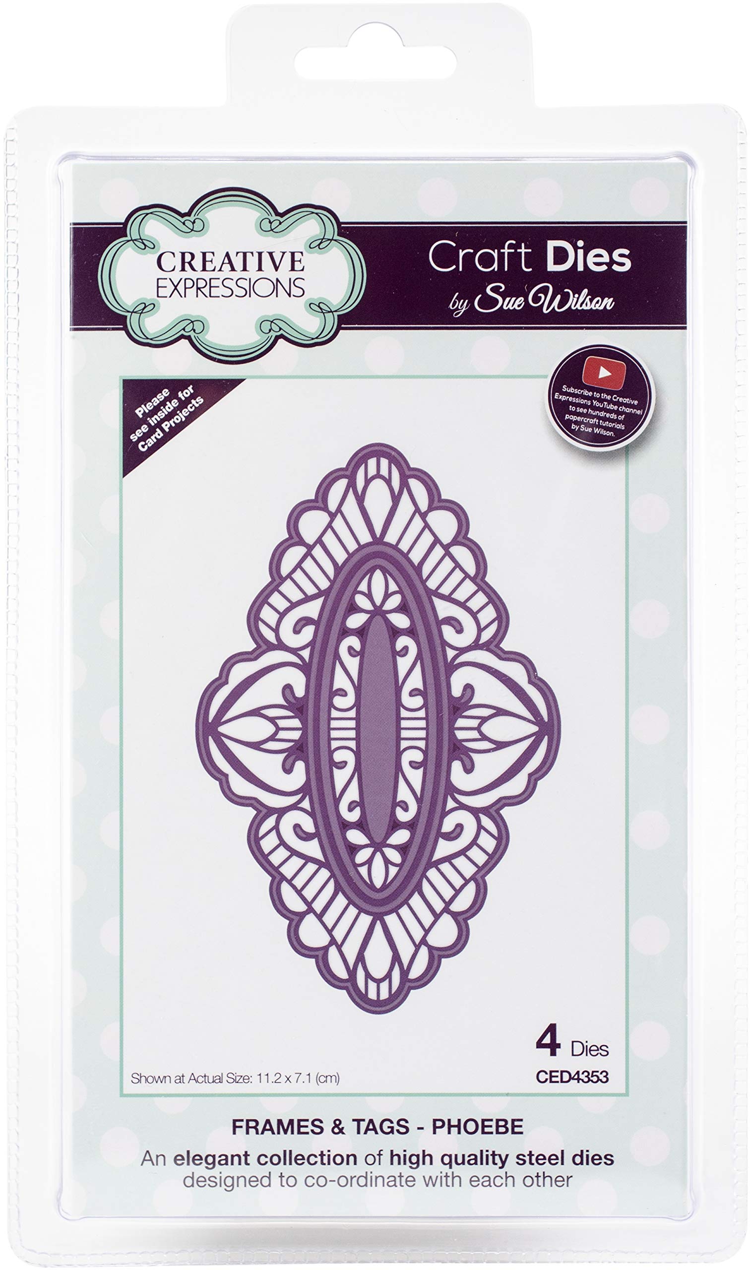 Sue Wilson Frames and Tags Collection-Phoebe Die Set, Metal, Silver, 20.5 x 12 x 0.6 cm