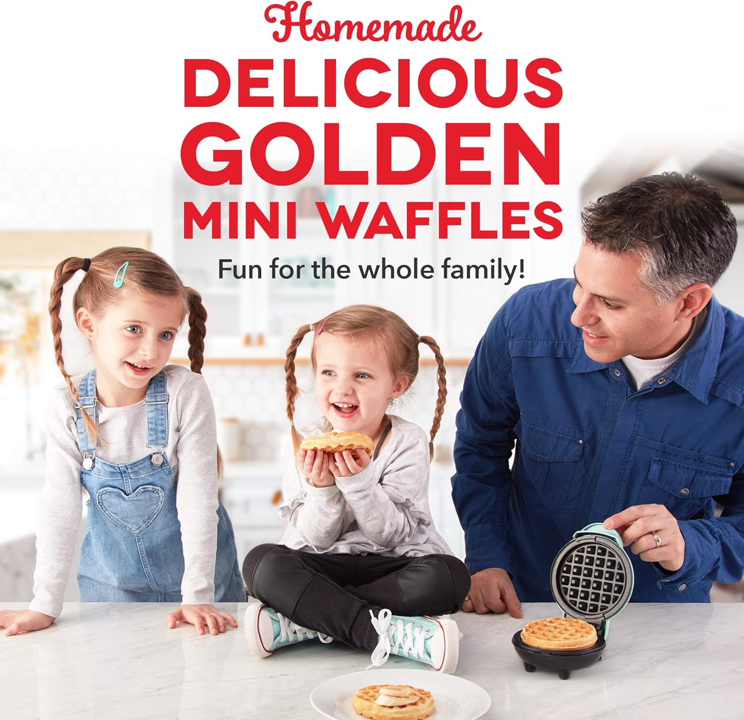 Dash DMW001AQ Mini Maker for Individual Waffles, Hash Browns, Keto Chaffles with Easy to Clean, Non-Stick Surfaces, 4 Inch, Aqua: Kitchen & Dining