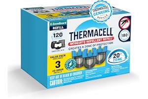 Thermacell E-ZoneGuard Mosquito Repellent Refill, 120-Hr Value Pack | 20-FT Zone; 3x 40Hr Refill Cartidges; Rechargeable; Outdoor Patio Shield; Bug Spray Alternative; Scent Free; DEET-Free
