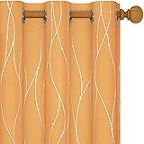 Deconovo Orange Blackout Grommet Curtain Pair for