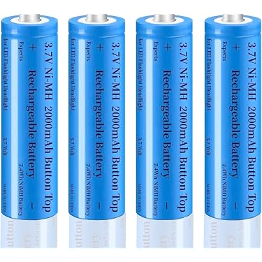 Renyqatt 3.7V Batteries 2000mAh Button Top Rechargeable Battery Ni-MH, 2000mah 3.7v 7.4wh Rechargeable Batteries, for LED Flashlight, Headlamps, Doorbells, RC Cars(4Pack) : Health & Household