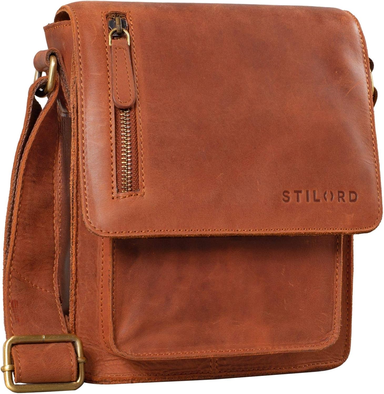STILORD "Finn" Small Shoulder Bag for Men Vintage Cross Body Bag Suitable for 8.4 inch Tablets Satchel Genuine Leather Colour:Andorra