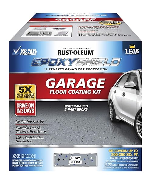 Rust-Oleum 251965 EPOXYSHIELD Garage Floor Coating Kit, 1 Car, Gloss Gray