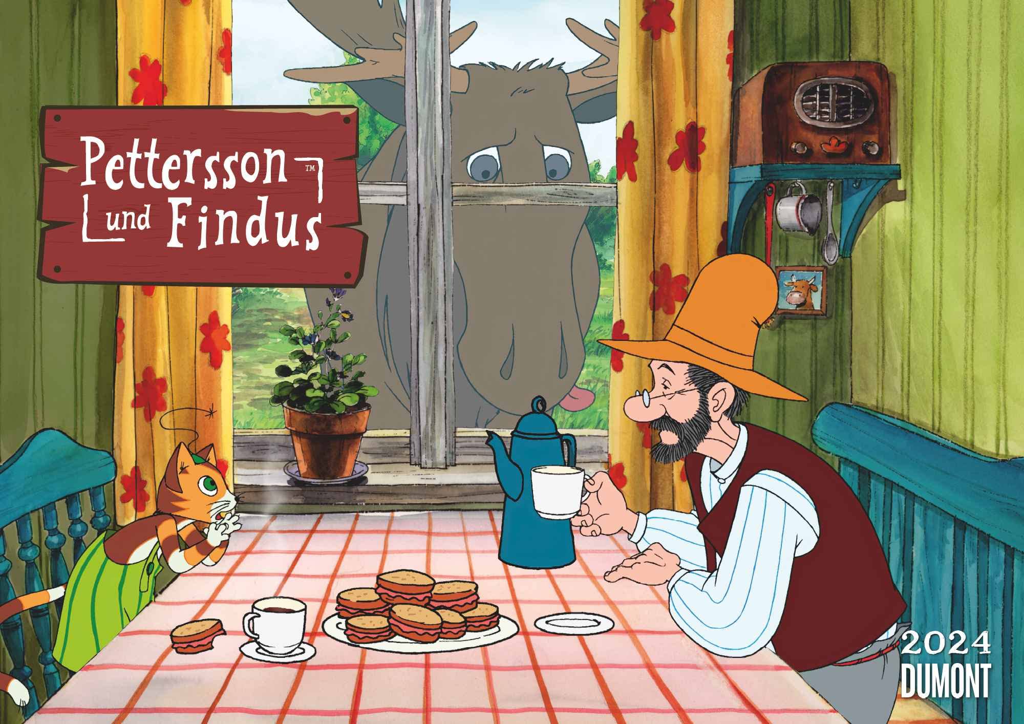 Pettersson & Findus 2024 - By Sven Nordqvist - Wall Calendar for Children - Landscape Format 42 x 29.7 cm