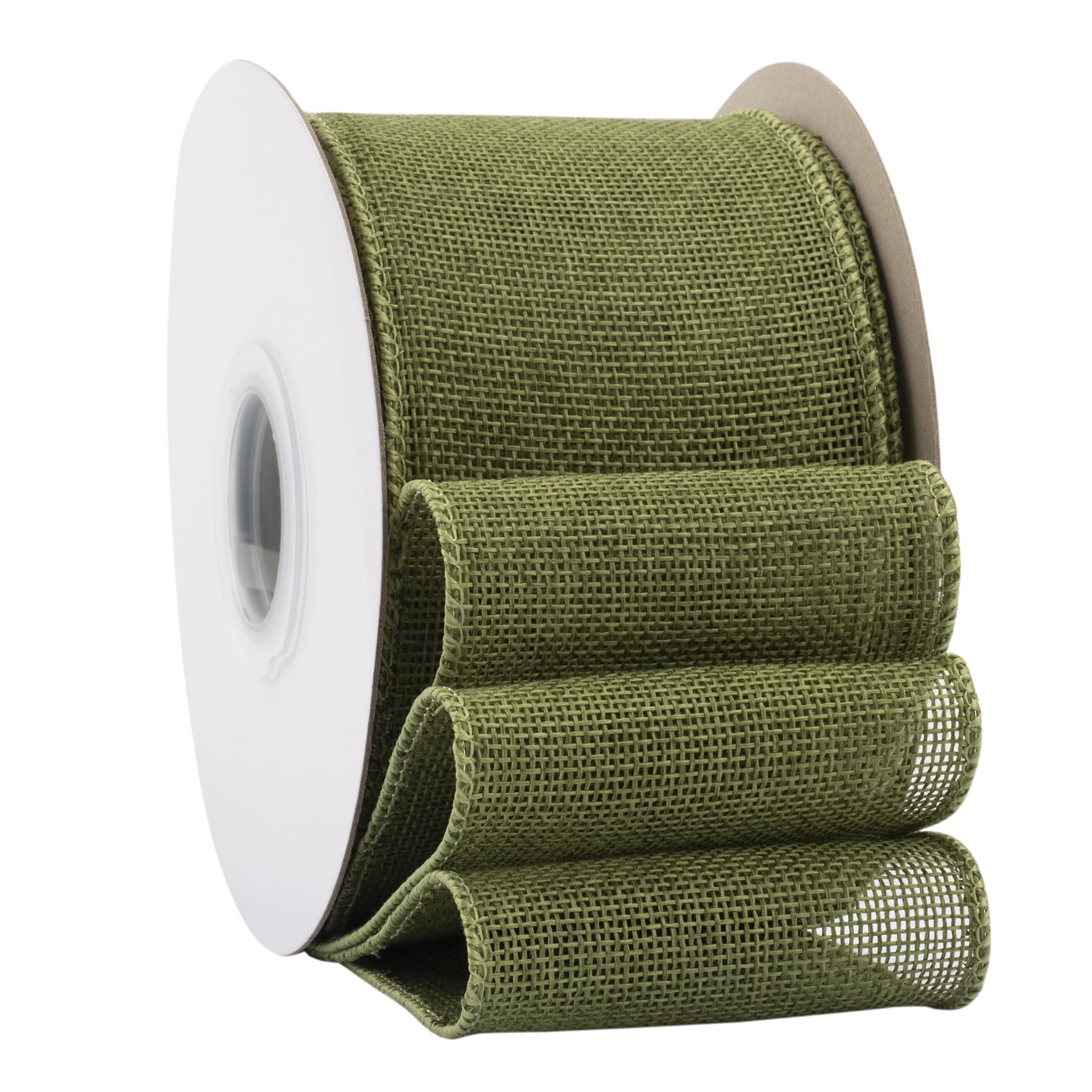 Ribbonitlux Moss Burlap Wired Ribbon, 75mm x 18 Meters, Wired Edge Burlap Ribbon for Gift Wrapping, Big Bow, Wreath, and Christmas Tree Decoration