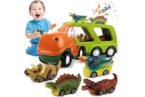 Nicmore Dinosaur Truck Toddler Toys Car: Toys for 2 3 4 Year Old Boy 5 in 1 Carrier Transport Toys for Kids Age 2-3 2-4 | 18 Months 2 Year Old Boy Girl Birthday Gifts