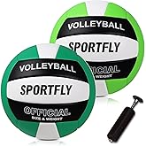 Sportfly Official Size 5 Volleyball, Soft Indoor Outdoor Volleyball for Game Gym Training Beach Play, 2 Pcs Per Pack with Pump Kit