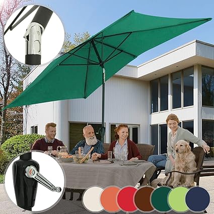 MIADOMODO Sonnenschirm 3 x 2 m I Rechteckig, Farbwahl, Quadratisch, mit Handkurbel, Knickbar, UV-Schutz I Gartenschirm, Markt