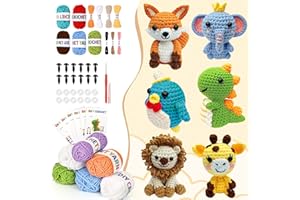 BOLDNOVA Beginners Crochet Kit，Crochet Animal Kit for Beginners Kids, Adults, Craft Knitting Crocheting Kits with Step-by-Step Video Tutorials