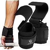 Special Essentials Weight Lifting Hooks with Padded Wrist Straps, Steel | Heavy-Duty Steel Hooks, 250 lb Capacity Each, Adjustable Padded Straps; for Deadlifts, Rows, Shrugs &amp; Pull-Ups