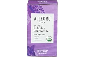 ALLEGRO COFFEE Allegro Tea, Organic Relaxing Chamomile Tea Bags, 20 ct