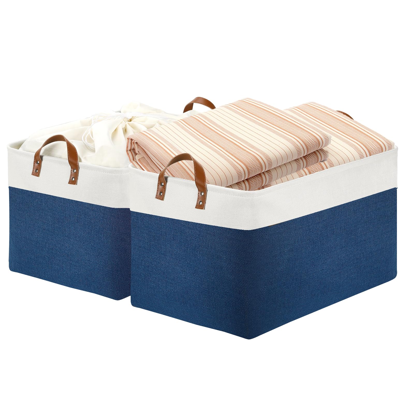 DULLEMELO 2-Pack Extra Large Blanket Basket Fabric