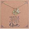 Drogomen Volleyball Necklace for Women Teens Dainty A-Z Custom Name Sports Pendant Necklace Personalized Volleyball Gifts for Team Players Coaches Fans