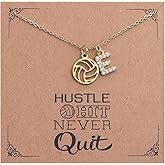 Drogomen Volleyball Necklace for Women Teens Dainty A-Z Custom Name Sports Pendant Necklace Personalized Volleyball Gifts for Team Players Coaches Fans