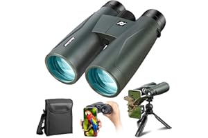 Nexiview 12x50 HD Binoculars for Adults High Powered with Upgraded Phone Adapter - Large View Binoculars with Clear Low Light Vision - Lightweight Waterproof Binoculars for Bird Watching Hunting