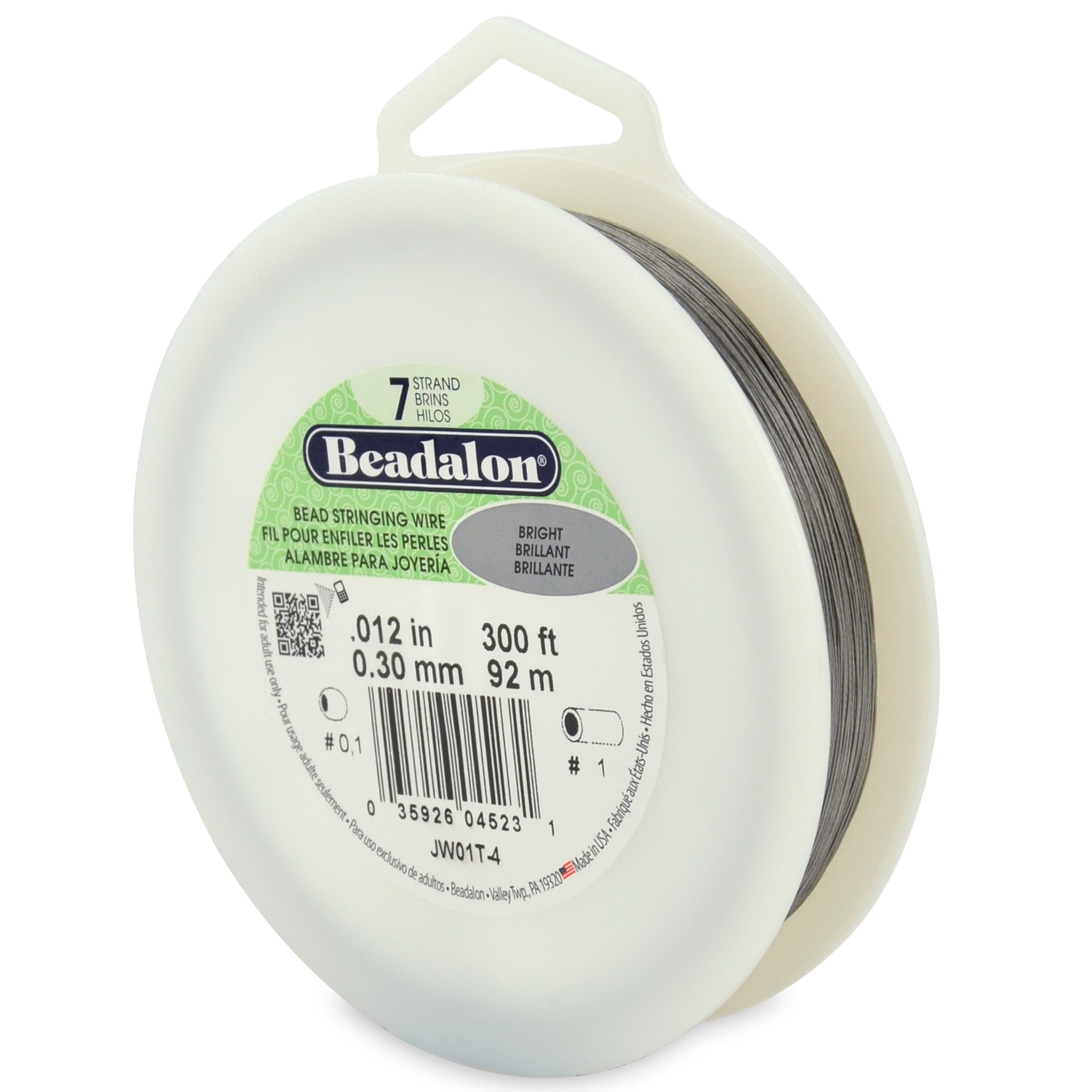 Beadalon 0.3 mm Diameter 92 m Reel 7 Strand Wire, Bright