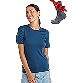 Merino.tech Merino Wool T Shirt Women - 100% Merino Wool Base Layer Women Short Sleeve Moisture-Wicking Tee and Hiking Socks