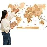 3D LED Wood World Map 3.0 with Backlight (Light) | Wall Art Modern Home Decor Gifts, LED Lighting Wall Decor Housewarming Gift Idea, Travel Wooden Maps by Enjoy The Wood