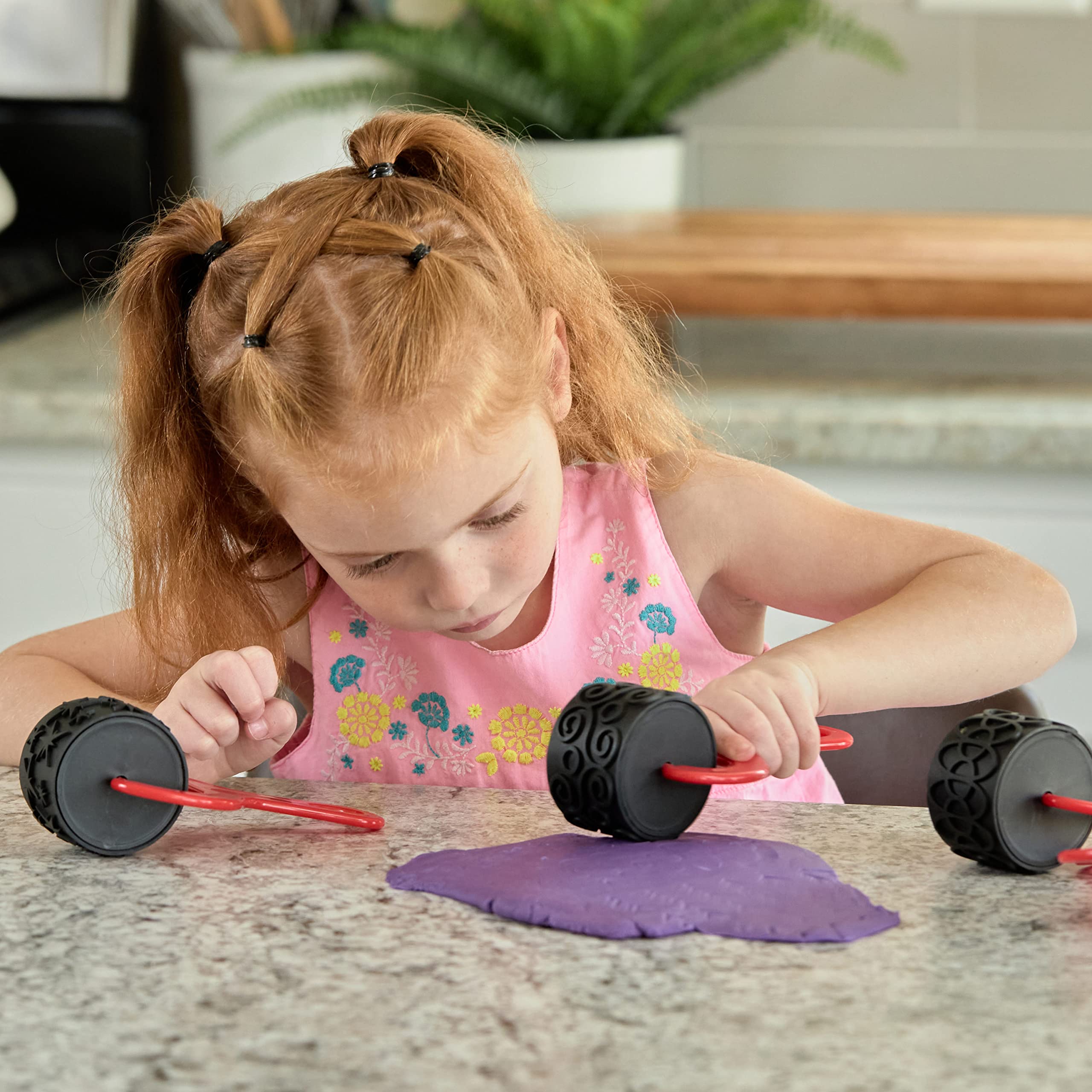 READY 2 LEARN Paint and Dough Explorers - Set 2 - Set of 4 - Sturdy, Chunky Texture Rollers for Kids and DIY - Art Tools for Pottery, Posters and Dough