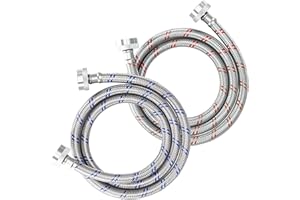 Gecyfit 4 FT Washing Machine Hoses, 2 Pack Premium Stainless Steel Washer Hose, Explosion-Proof Durable Hot & Cold Water Supply Lines, Perfect Fit Washer Connection Hoses for All Washing Machines