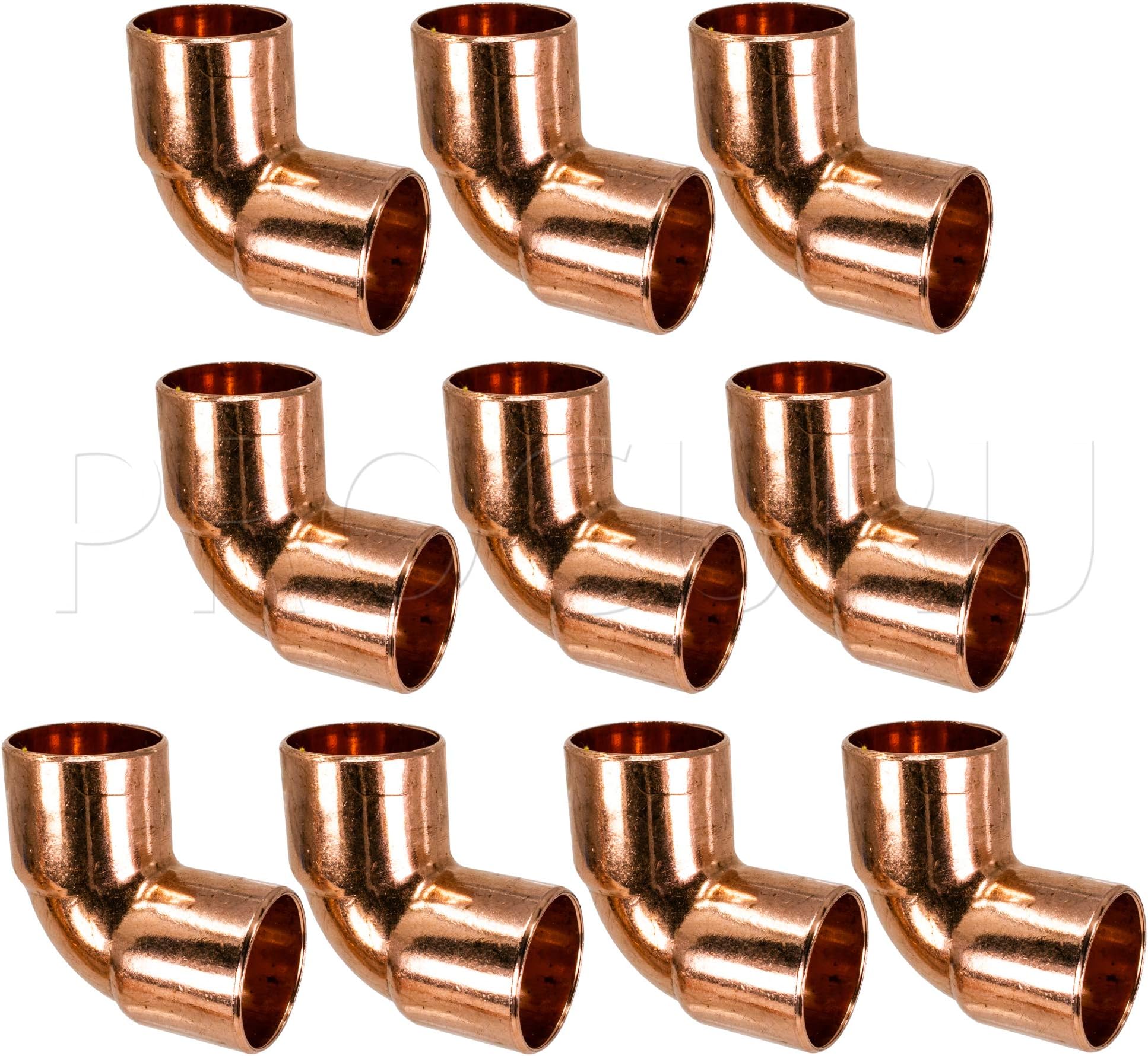 PROCURU 1-1/4-Inch Copper 90-degree Elbow C x C Sweat Connection, Certified Lead Free (1-1/4", 10-Pack)