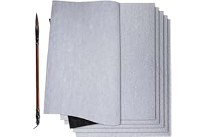 Magic Water Drawing Cloth, 6-Pack 17x13 Inch Reusable Chinese Calligraphy Paper with Brush, Magic Canvas for Water Painting, 