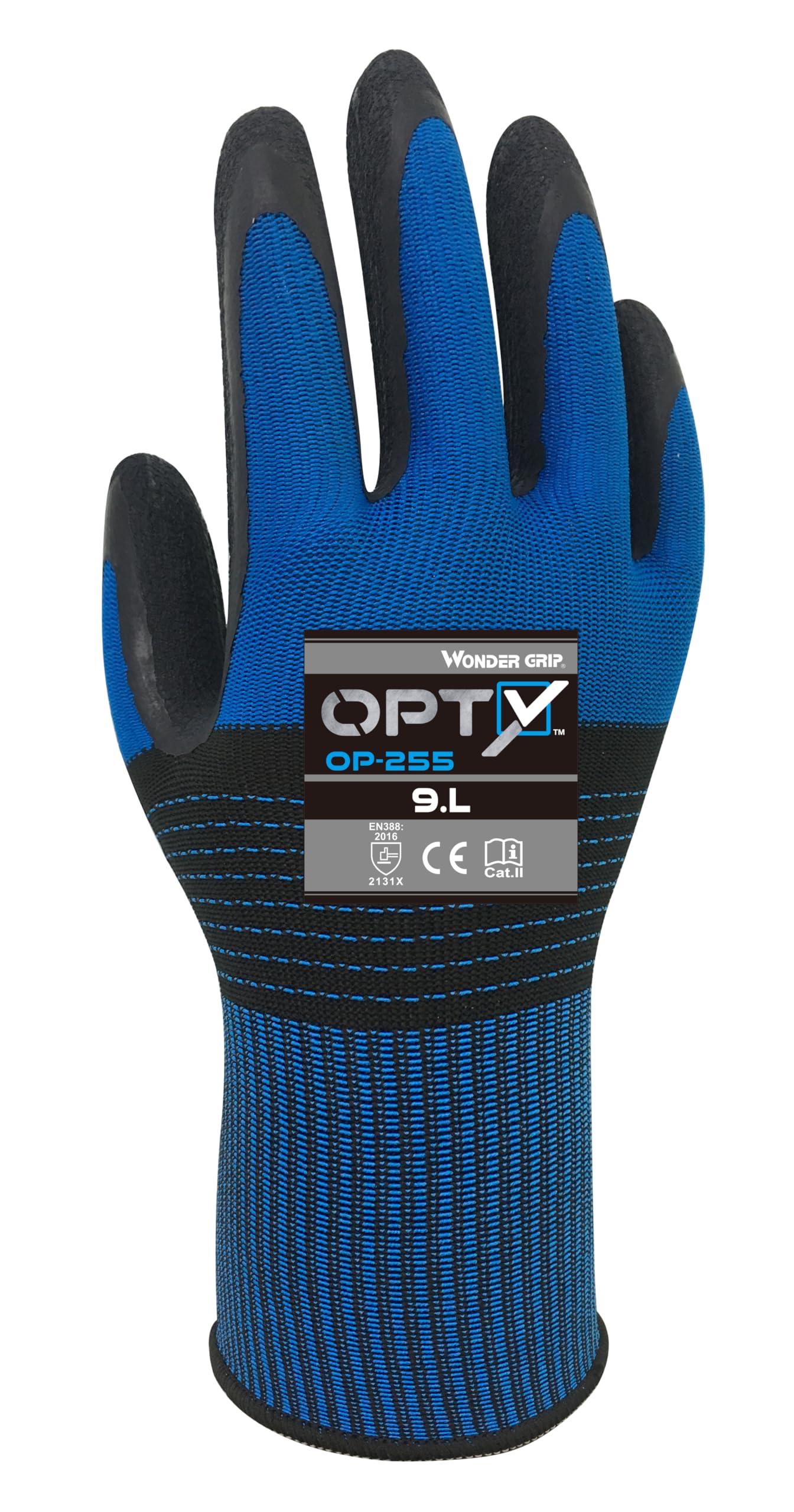 WONDER GRIP OP-255 OPTY Gloves Blue 8/M, Blue, Black, M, blue, black, M