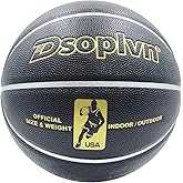 Dsoplvn Size 7 Basketball Official Game Ball- Non-Slip,Wear-Resistant,High Bounce,29.5 Inch Indoor/Outdoor Leather Basketballs for Men & Youth, Perfect Grip & All-Weather Performance (Black)