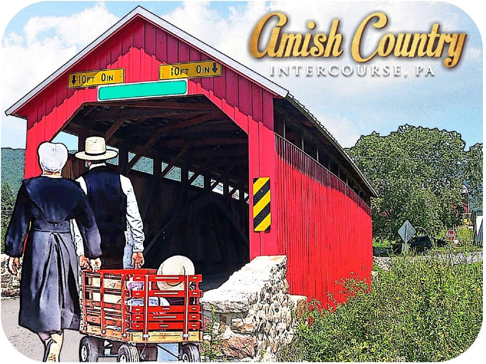 Amish Country Intercourse Pennsylvania with Covered Bridge Photo Fridge Magnet