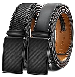 KEMISANT Men Belt 2 Pack, Leather Ratchet Belt Easy