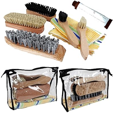 Dies&Das Centini Schuhputz-Set, 8-teilig: 1 Bundeswehr Schuhcreme 125 ml in Schwarz - Braun oder Farblos, 2 Glanz-, 2 Auftrag