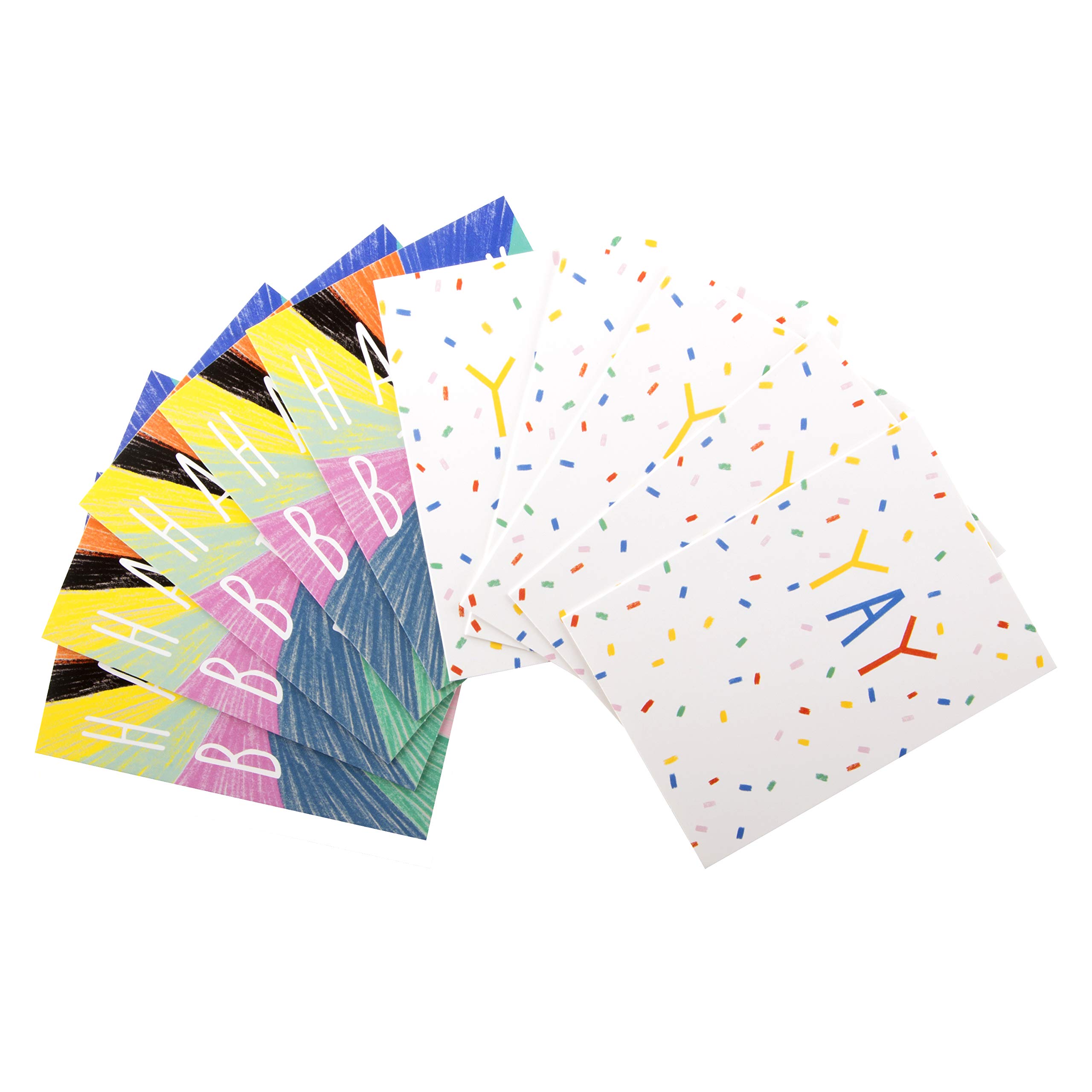 Pack of 10 Birthday Cards for Kids from Hallmark - 2 Colourful Graphic Designs