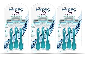 Schick Hydro Silk Sensitive Women's Disposable Razors, 9ct | 5-Blade Disposable Razors for Women Sensitive Skin | Travel Razor for Women