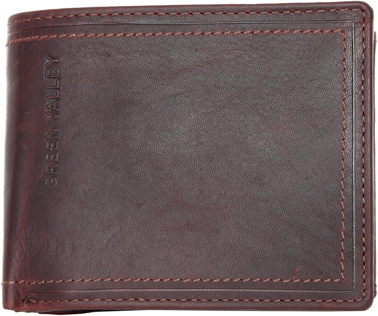 Natural strong glazed genuine leather Green Valley, Dark Brown