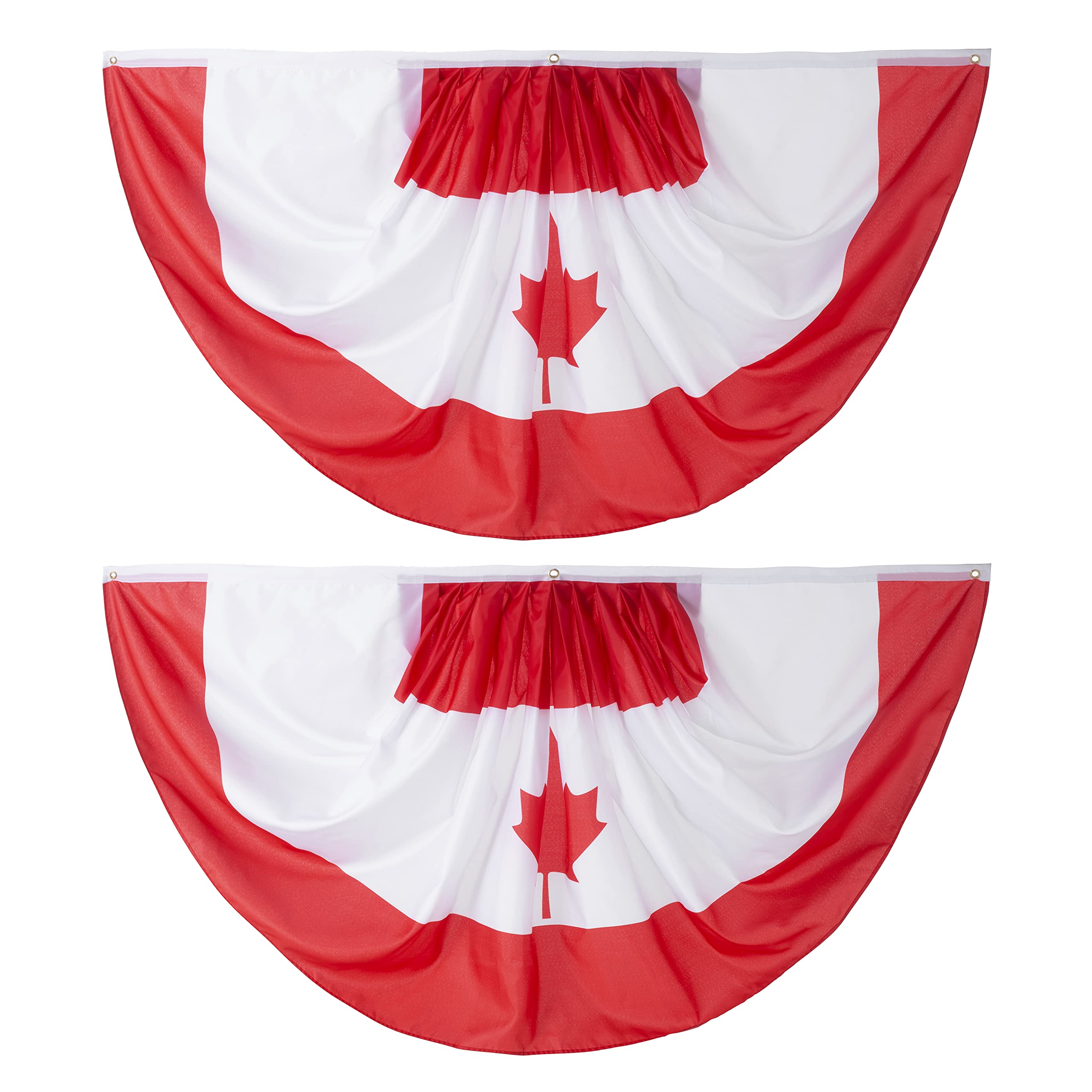 Canada Canadian Pleated Fan Flag Bunting 3 x 6 Ft Canada Pleated 2 Pcs Fan Flag Banner Indoor/Outdoor/Front Porch Decorations, Canada Half Fan Flag Patriotic Holiday decorations, Celebrations