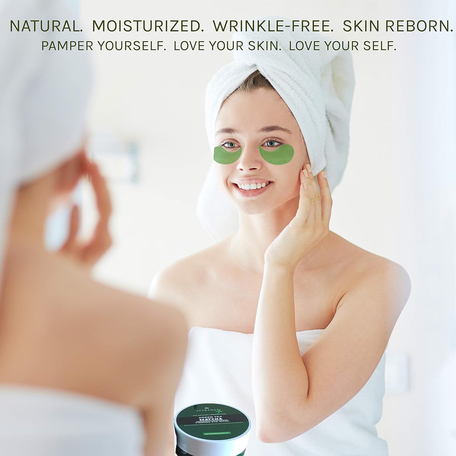 Green Tea Matcha Eye Mask by SUPRANCE - Under Eye Patches Treatment for Dark Circles, Eye Bags, Puffiness - Anti-Wrinkle With Hyaluronic Acid and Collagen - 30 Pairs/60 Pcs. : Beauty