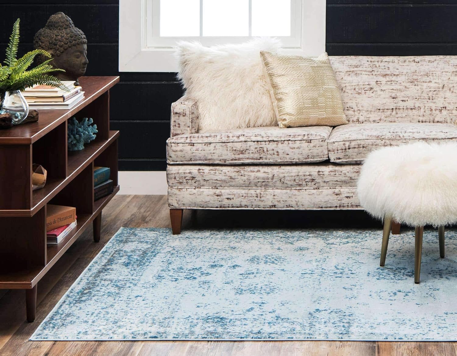Unique Loom Sofia Collection Traditional Vintage Light Blue/Navy Blue Area Rug (215x305), 3141354, Light Blue/ Navy Blue - Image 4