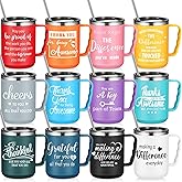 Umigy 12 Pcs Employee Appreciation Coffee Mug Gift Bulk Thank You 17oz Drinking Cup Stainless Steel Insulated Travel Tumbler Social Worker Office Gifts for Coworker Staff Nurse Women Teacher