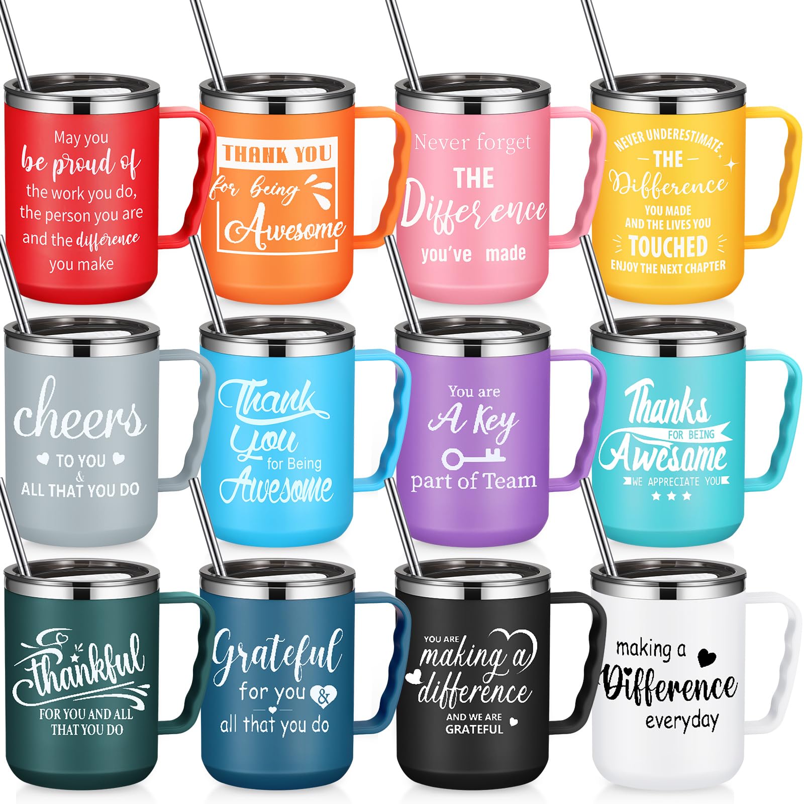 Photo 1 of Umigy 12 Pcs Employee Appreciation Coffee Mug Gift Bulk Christmas Thank You 17oz Drinking Cup Stainless Steel Insulated Travel Tumbler Customer Service Week Gifts for Nurse Women Vet Tech Week