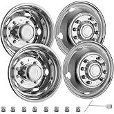 VEVOR Polished Wheel Simulator 19.5" 10 Lug Stainless Steel Bolt Hubcap Kit | Fit for 2005-2020 Ford F450/F550 2WD Trunk, 2 Front 2 Rear Wheel Covers, Mirror Polished Finish, with Heat Dissipation Holes