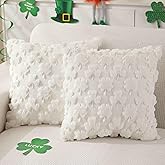 JXZYGMD St Patricks Day Pillow Covers 18x18 inch Set of 2 White Lucky Shamrock Soft Plush Throw Pillows St Patricks Day Decorations for Bedroom Sofa Home Decor