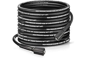 KiloSton 50FT Steel Wire Braided Washer Hose – Kink-Resistant, 248Bar / 3600 PSI, Burst-Resistant Replacement Hose with M22 Fittings – Compatible with Ryobi, Greenworks, Troy-Bilt, Most Power Washers.